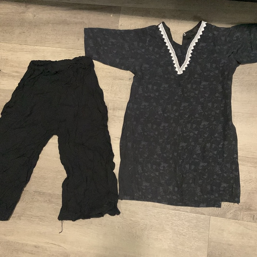 Black Top and Pants Set with White Trim 2-3 years old